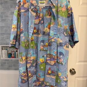 Men’s SpongeBob Hawaiian Overshirt Buttondown Shirt Sleeve